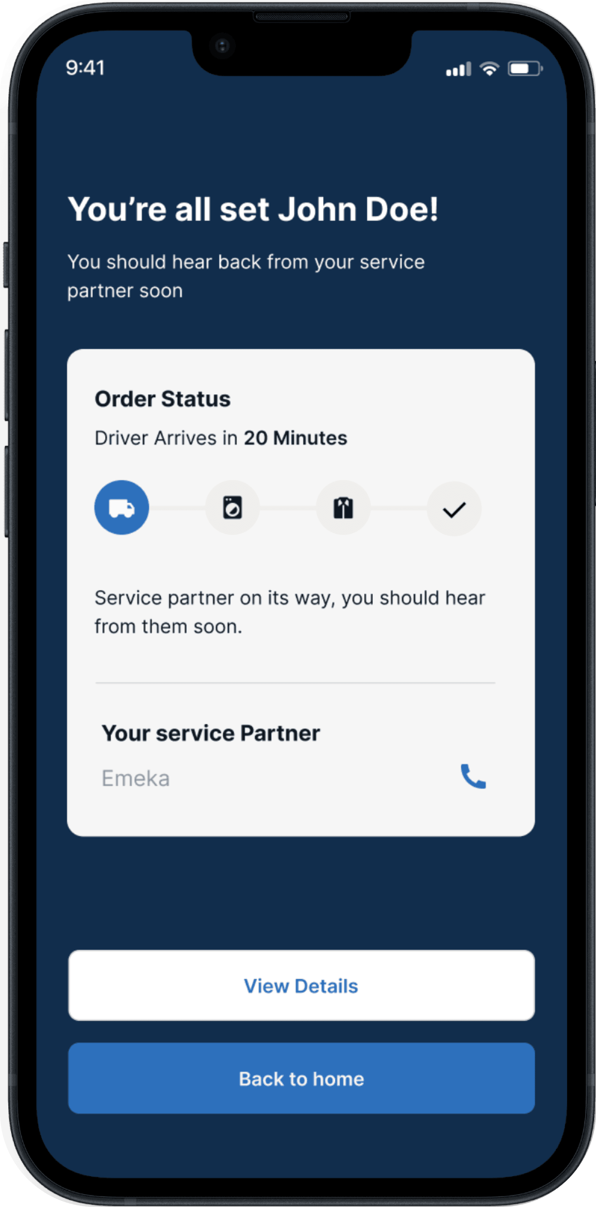 The Chores app showing an order being paid for